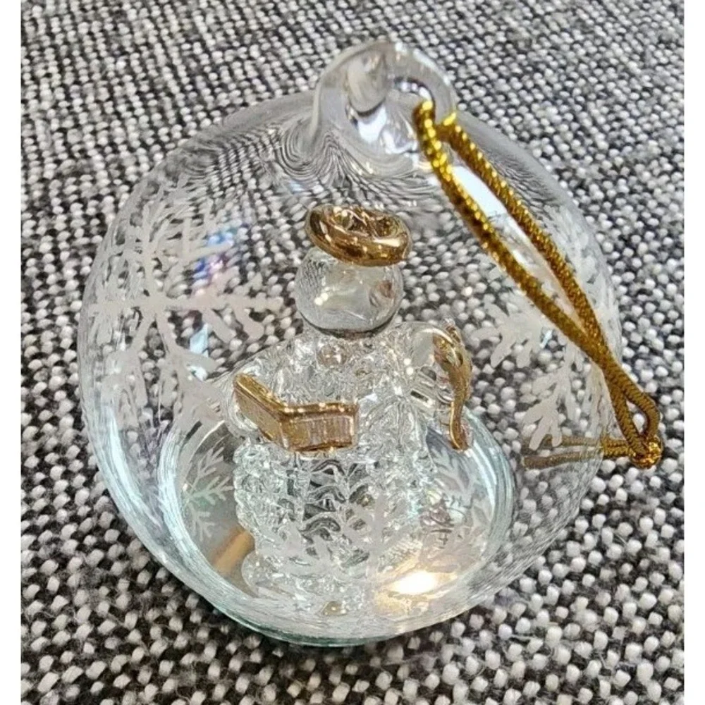 Robert Stanley Vintage Glass Crystal Light Up Illuminating‎ Angel Globe Ornament